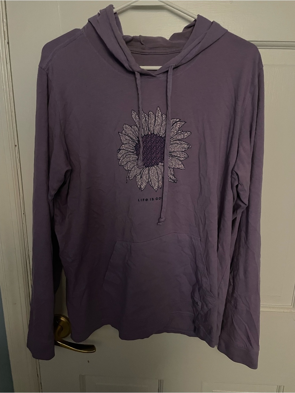 Lightweight Life is Good Lavender Sunflower Hoodie Top